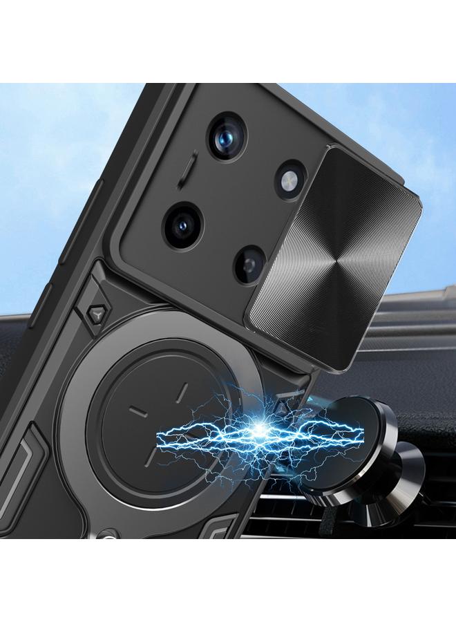 اس-توب جراب لهاتف Realme 11 4G Global CD Texture Sliding Camshield حامل مغناطيسي جراب هاتف - Image 4