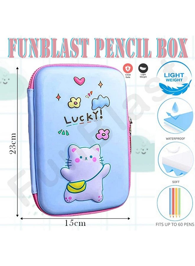فنبلاست حقيبة أقلام فن بلاست للأطفال - حافظة أقلام متعددة الاستخدامات بسحاب، صندوق أقلام للأولاد، حقيبة أقلام، منظم أدوات مكتبية للأطفال، حافظة أقلام من قماش إيفا الصلب ثلاثي الأبعاد (قطة، متعدد الألوان) - Image 2