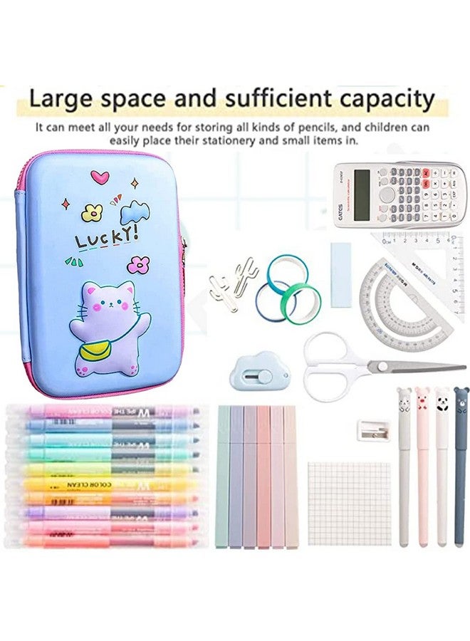 فنبلاست حقيبة أقلام فن بلاست للأطفال - حافظة أقلام متعددة الاستخدامات بسحاب، صندوق أقلام للأولاد، حقيبة أقلام، منظم أدوات مكتبية للأطفال، حافظة أقلام من قماش إيفا الصلب ثلاثي الأبعاد (قطة، متعدد الألوان) - Image 3