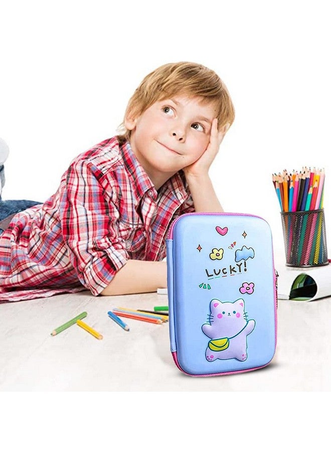 فنبلاست حقيبة أقلام فن بلاست للأطفال - حافظة أقلام متعددة الاستخدامات بسحاب، صندوق أقلام للأولاد، حقيبة أقلام، منظم أدوات مكتبية للأطفال، حافظة أقلام من قماش إيفا الصلب ثلاثي الأبعاد (قطة، متعدد الألوان) - Image 5