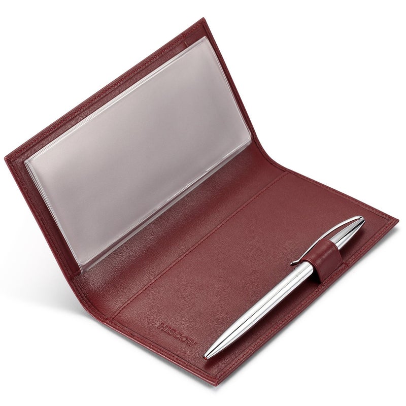HISCOW Supple Leather Checkbook Cover with Free Divider - Italian Calfskin (Wine Red) - Image 3