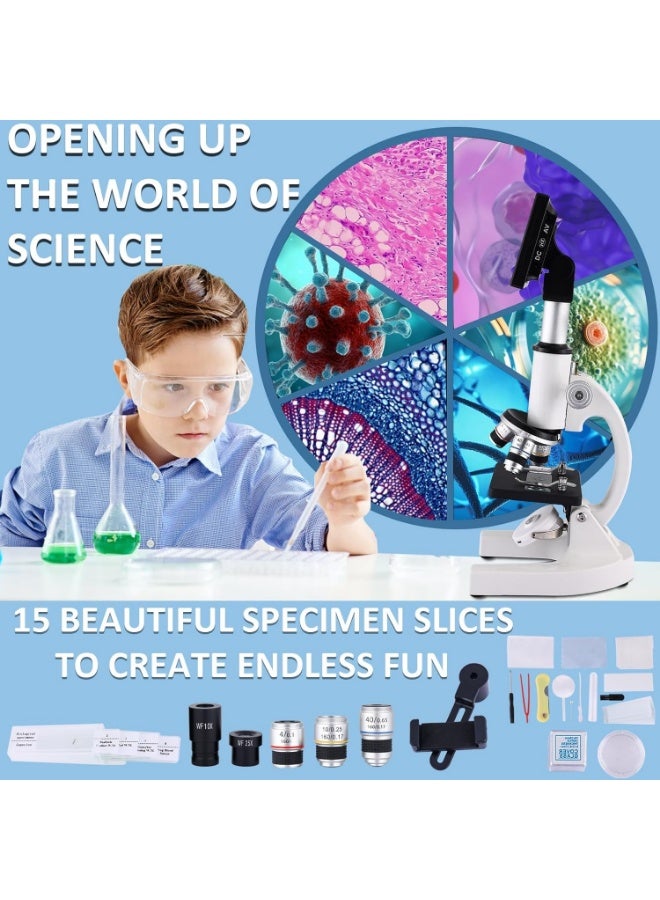 غاز مجهر رقمي للأطفال من بتكبير ‎١٢٠٠٠٠×‎ مع شاشة LCD، طقم علوم STEM تعليمي مع كاميرا وعدسة ممدِّدة وعدسات عينية وشرائح مجهَّزة للطلاب والمعمل المنزلي - Image 3