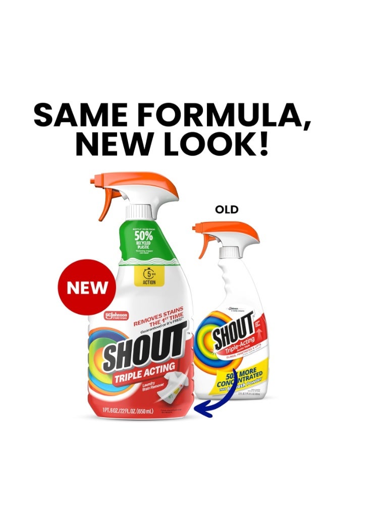 Shout Triple Acting Laundry Stain Remover Spray (22 fl oz) - Fast Acting Pre-Treater for Tough Stains - Image 2