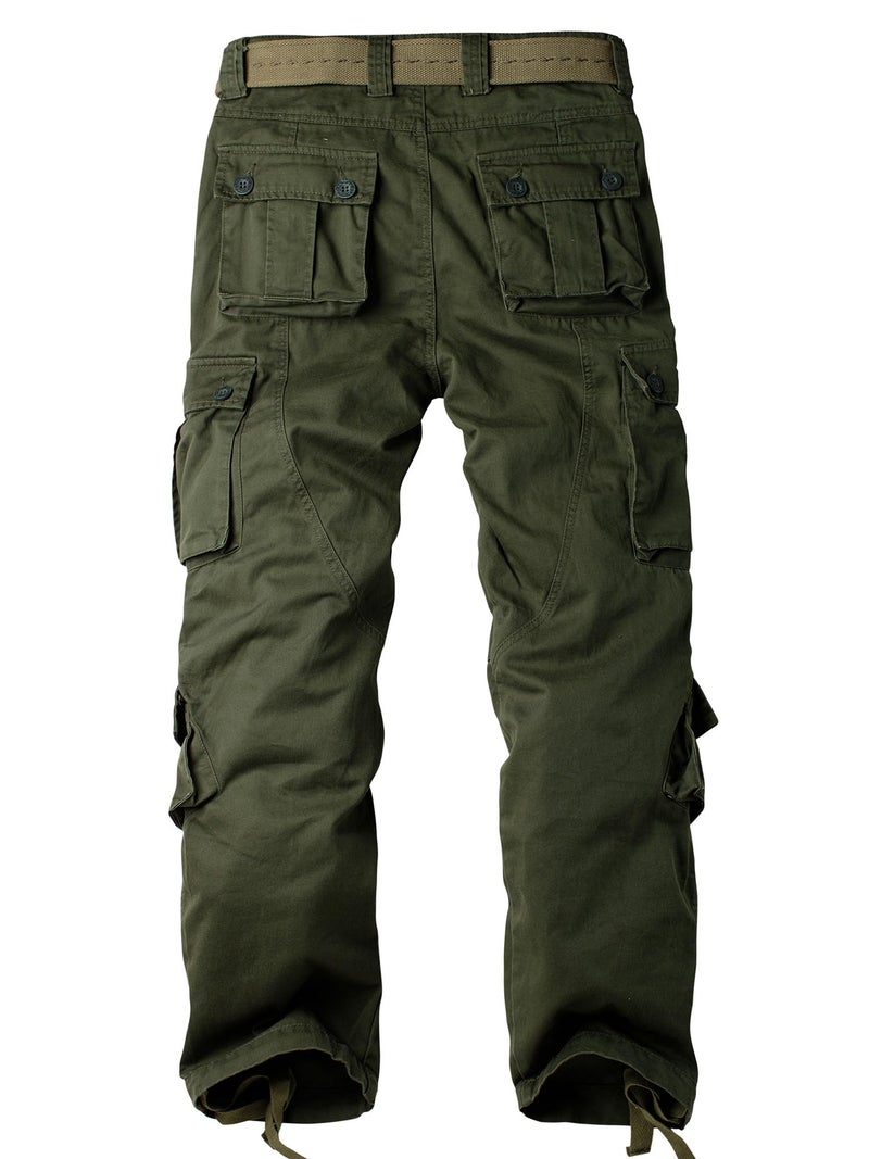 AKARMY Men's Casual Cargo Pants Military Army Camo Pants Combat Work Pants with 8 Pockets Military Green 32 - Image 2