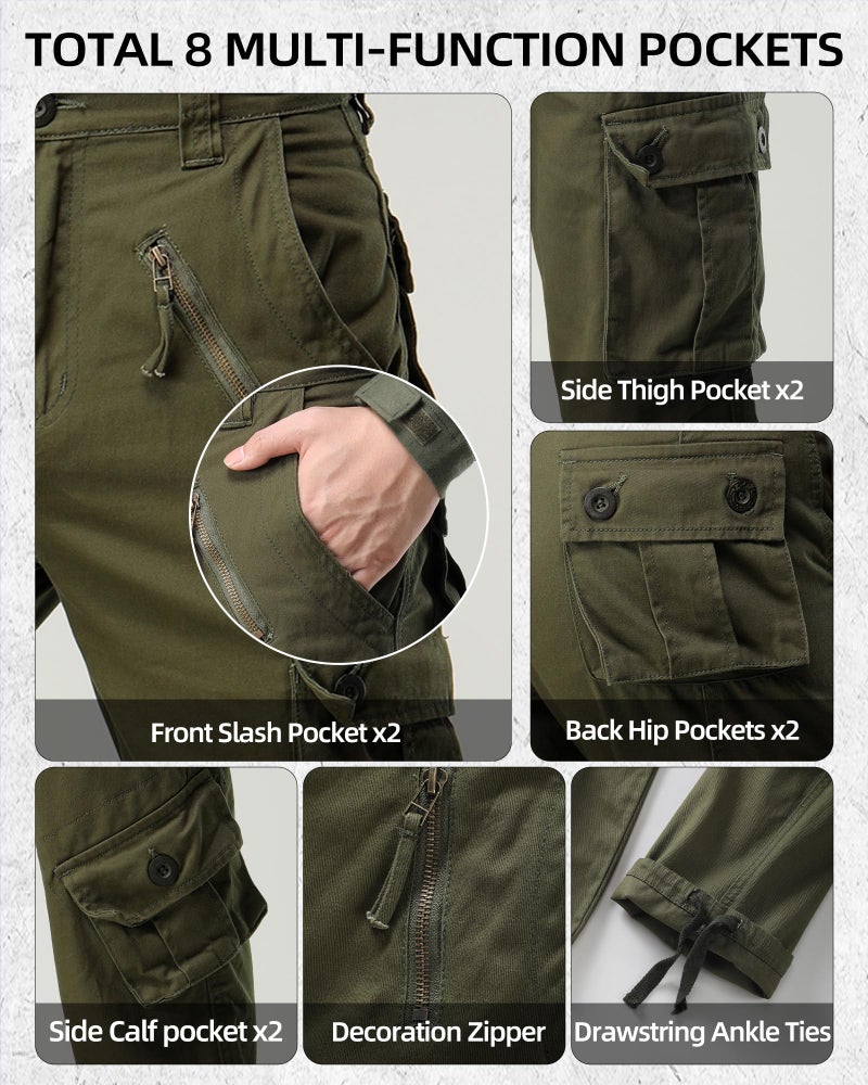 AKARMY Men's Casual Cargo Pants Military Army Camo Pants Combat Work Pants with 8 Pockets Military Green 32 - Image 5