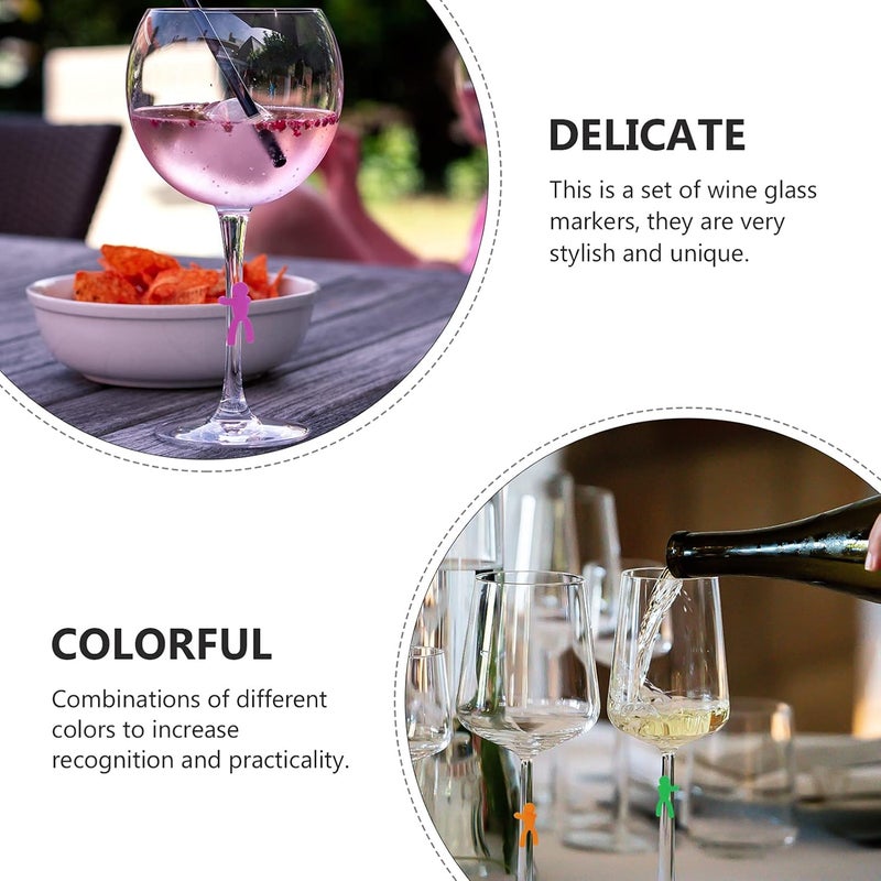 Waterproof Labels for Bottles 12pcs Wine Glass Charms Wine Glass Tags Silicone Drink Markers for Bar Party Martinis Champagne Cocktail Glass Marker - Image 4