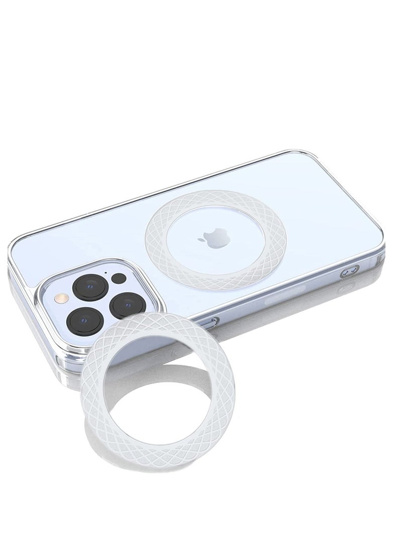 Generic - Universal Magnetic Ring, Magnetic Wireless Charging Conversion Kit, Magnetic Wireless Charger Universal Metal Rings Compatible with iPhone 14/14 Pro/13 mini/13 Pro Max/12 Galaxy S21 etc(White,2pcs) - Image 1