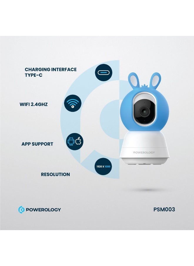 Powerology Baby Camera with Monitor and APP / Baby Wireless Video Monitor / Tow-Way Audio / Night Vision / Built-In Lullabies / Cry Detection - White + Blue and Pink Head  - Image 5