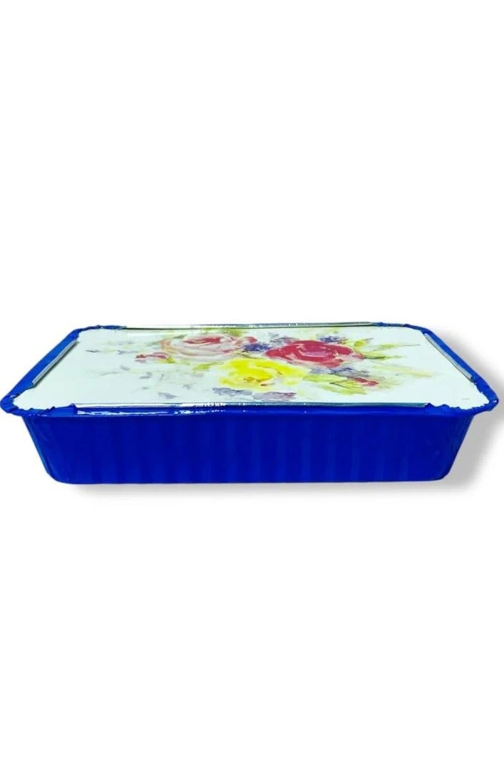 Blue tin plate set – 8 pieces | Strong, clean, and food safe