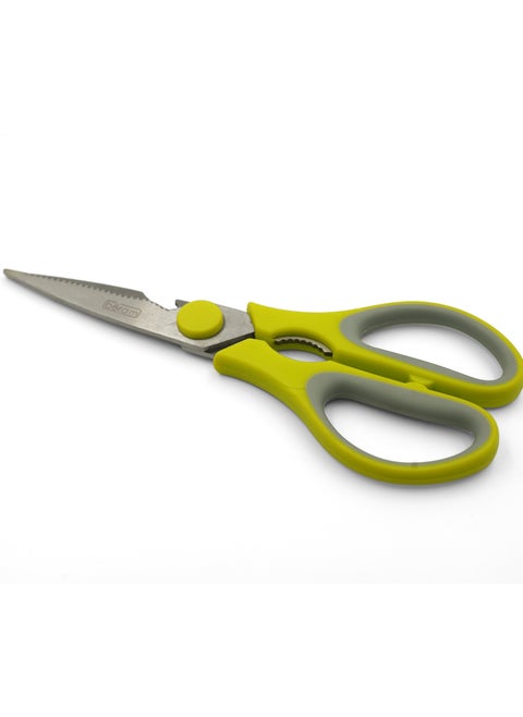 8-Inch Green Scissors, Durable PP Handle, Precision Stainless Steel Blades, Multipurpose Office & Home Shears, Ergonomic Design for Crafting, Cutting Paper, Fabric & More with Nutcracker