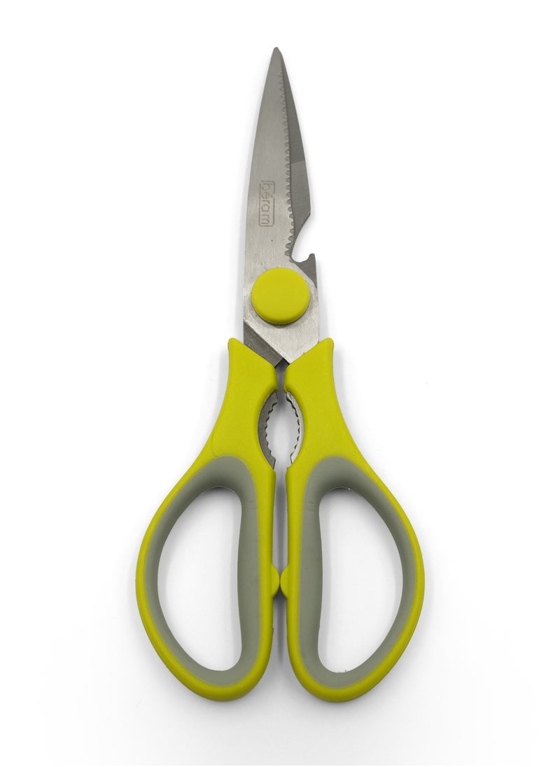 Beram - 8-Inch Green Scissors, Durable PP Handle, Precision Stainless Steel Blades, Multipurpose Office & Home Shears, Ergonomic Design for Crafting, Cutting Paper, Fabric & More with Nutcracker - Image 1
