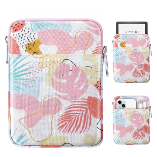 MoKo Padded Ereader Sleeve Case for 6-7 inch Tablet Bag, Compatible with 7" eReader Colorsoft Signature Edition 2024, Tropical Leaf - Image 1
