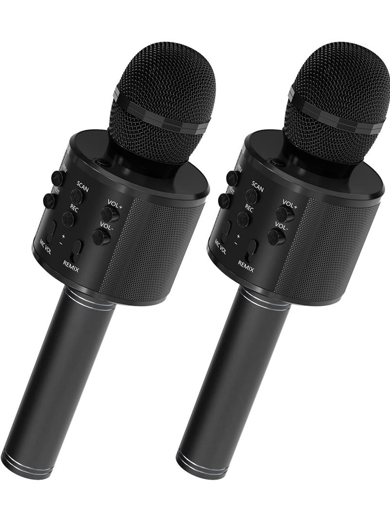 ELTRAZONE 2 Pack Wireless Bluetooth Karaoke Microphone for Kids – Portable Handheld Mic Speaker Machine, Great Gift for All Ages (Black) - Image 1