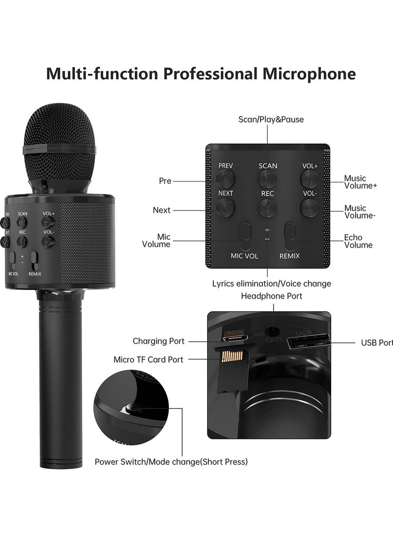 ELTRAZONE 2 Pack Wireless Bluetooth Karaoke Microphone for Kids – Portable Handheld Mic Speaker Machine, Great Gift for All Ages (Black) - Image 5