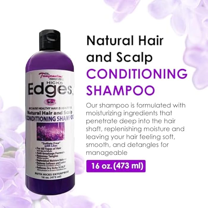 Hicks Edges Natural Hair and Scalp Conditioning Shampoo with Lilac - 16 oz - Image 2