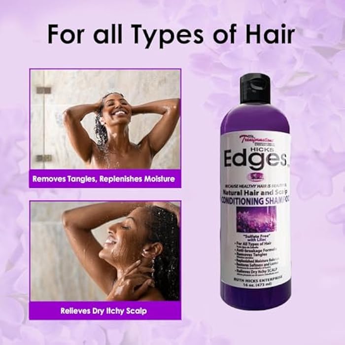 Hicks Edges Natural Hair and Scalp Conditioning Shampoo with Lilac - 16 oz - Image 4