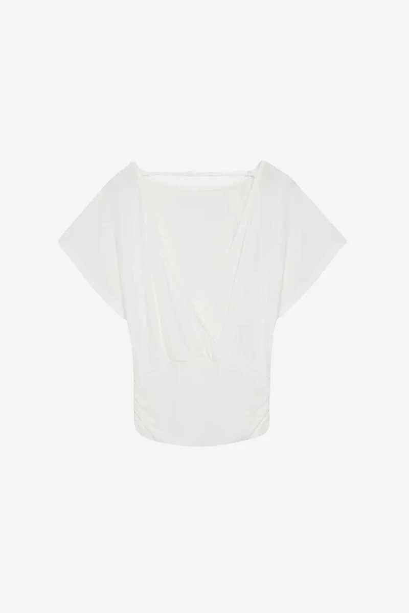 Dilvin White DILVIN Women's Modal Blend Cut-out Crew Neck Blouse for Women | Best Price UAE
