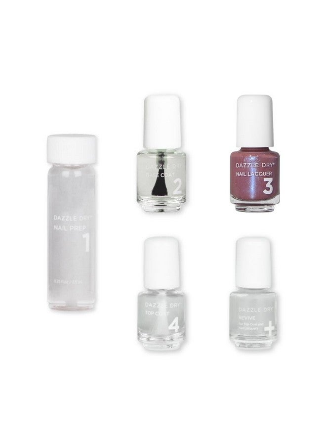 Dazzle Dry Mini Kit 4 Step System - School Spirit - A Mauve With A Blue Shimmer. (5 Piece Kit / 5 Manicures) - Image 1