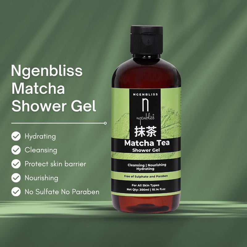 Ngenbliss Matcha Tea Shower gel, Antioxidant-Rich, Refreshing, and Nourishing - Natural Ingredients for Radiant Skin - Vegan and Cruelty-Free - Elevate Your Shower Routine!" 300ml - Image 3