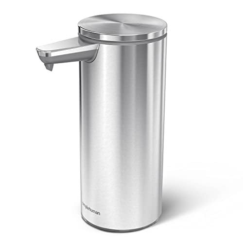 simplehuman 9 oz TouchFree Rechargeable Sensor Liquid Soap Pump Dispenser Brushed Stainless Steel