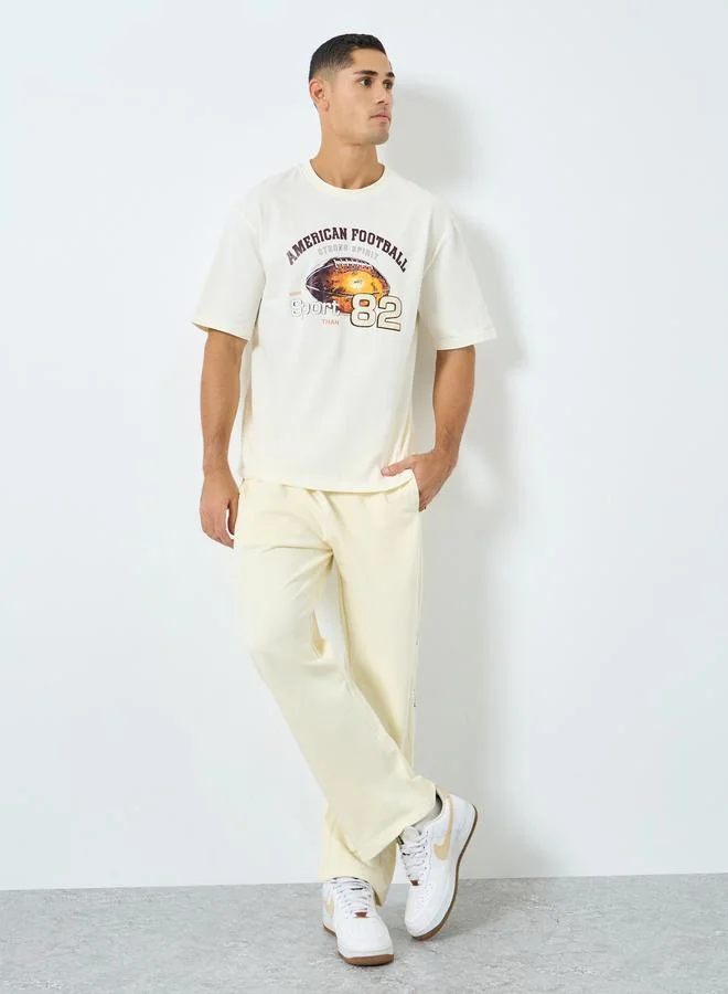 Styli Styli Men Beige Graphic Print Oversized T-Shirt