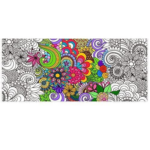 Dvbonike Jumbo Mandala Coloring Poster Giant Flower DIY Drawing Paper Art Blank Banner 551 x 236 Inch Colorin Table Cover Wall Decoration School Group Activities for Kids Arts Craft Party Suppiles - Image 1