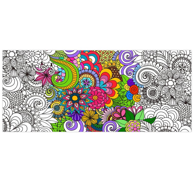Dvbonike Jumbo Mandala Coloring Poster Giant Flower DIY Drawing Paper Art Blank Banner 551 x 236 Inch Colorin Table Cover Wall Decoration School Group Activities for Kids Arts Craft Party Suppiles - Image 2