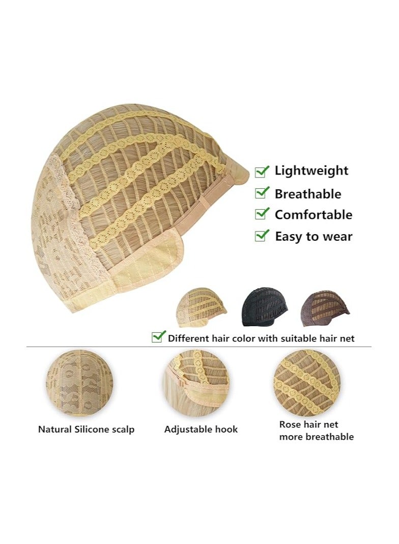7 جي اتش اتش ويغز باروكة 7 جيه اتش اتش مصبوغة للنساء، شعر طبيعي طويل مفرود مع شعر قصير (22 بوصة، بني فاتح) - Image 5