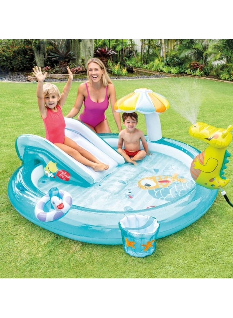 INTEX Unique Design Dinosaur Water Slide Play Center Inflatable Swimming Pool 201x170x84cm - Image 3