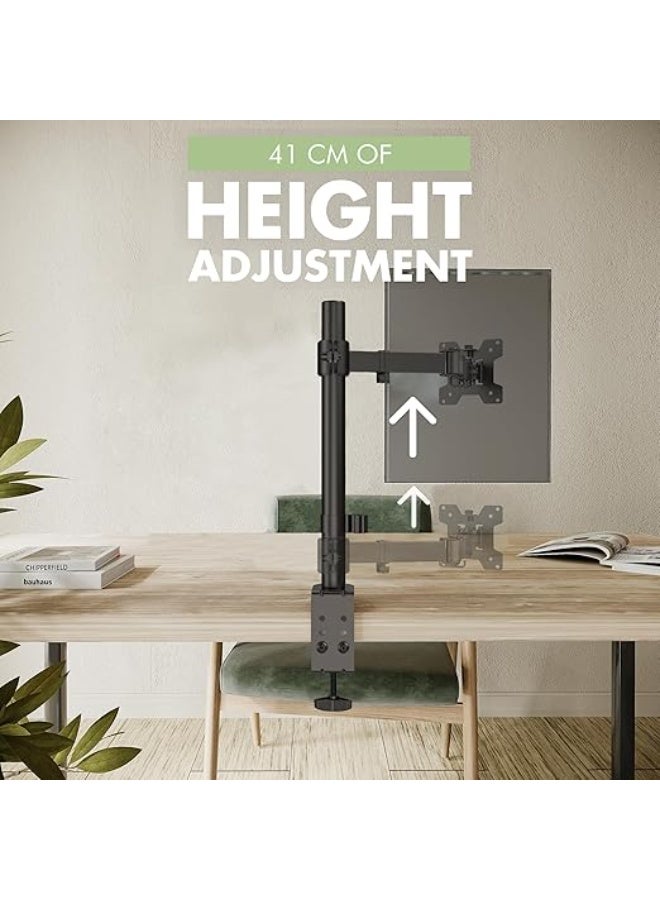 Monitor Stand Desk Mount for 13 to 27 Inch LED/LCD Screens – Adjustable Computer Screen Holder with Clamp – Heavy-Duty, Space-Saving Design - Image 3