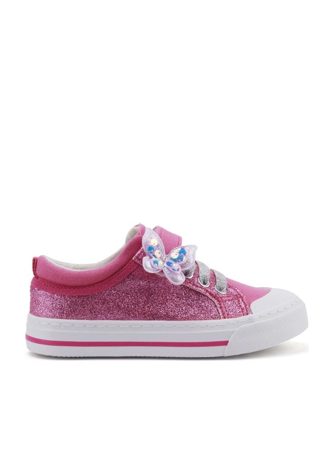 Toandon Little Girls Kids Sneakers Glitter Walking Shoes Child Straps Buckle Hoop and Loop Low Top Non Slip Lightweight Sparkly Breathable Fashion Outdoor Purple Butterfly Size 13 - Image 1