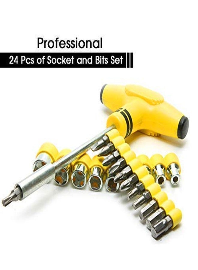 KIDINGTON 24 pcs T Shape Screwdriver Set Batch Head Ratchet Pawl Socket Spanner Hand Tools - Image 4