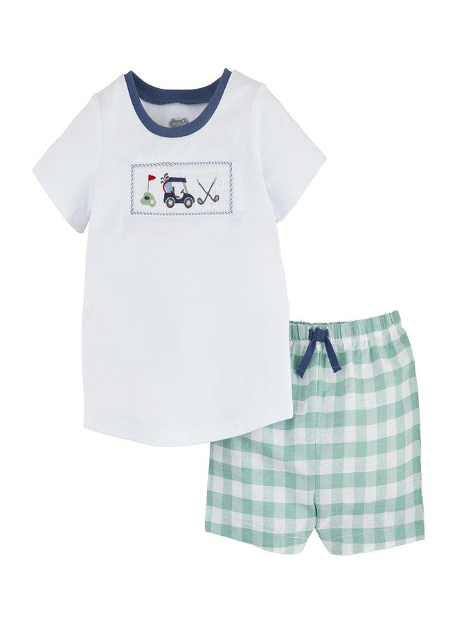 Mud Pie Children's Golf Smocked Short Set; 4T-5T