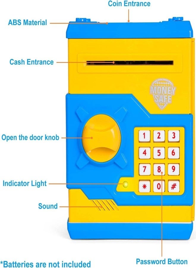 Magicwand Money Safe Kids Piggy Savings Bank with Electronic Lock【Pack of 1】【Yellow & Blue】 - Image 3