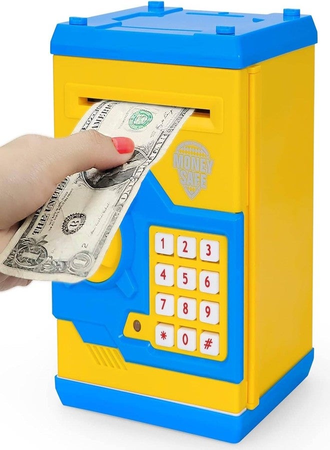 Magicwand Money Safe Kids Piggy Savings Bank with Electronic Lock【Pack of 1】【Yellow & Blue】 - Image 1