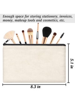زي دكس حقيبة ZeeDix Blank DIY Craft Bag من القماش لحفظ الأقلام وحقيبة أدوات الزينة للسفر للتخزين، 8 قطع من الحقائب باللون البيج  - Image 2