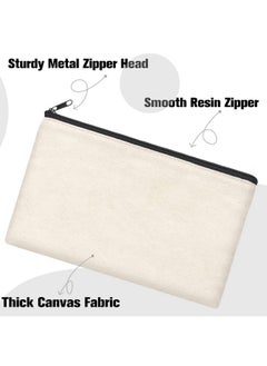 زي دكس حقيبة ZeeDix Blank DIY Craft Bag من القماش لحفظ الأقلام وحقيبة أدوات الزينة للسفر للتخزين، 8 قطع من الحقائب باللون البيج  - Image 3