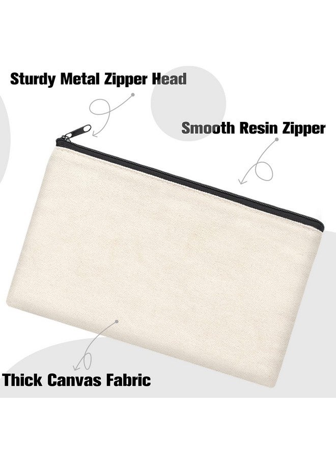 زي دكس حقيبة ZeeDix Blank DIY Craft Bag من القماش لحفظ الأقلام وحقيبة أدوات الزينة للسفر للتخزين، 8 قطع من الحقائب باللون البيج - Image 3