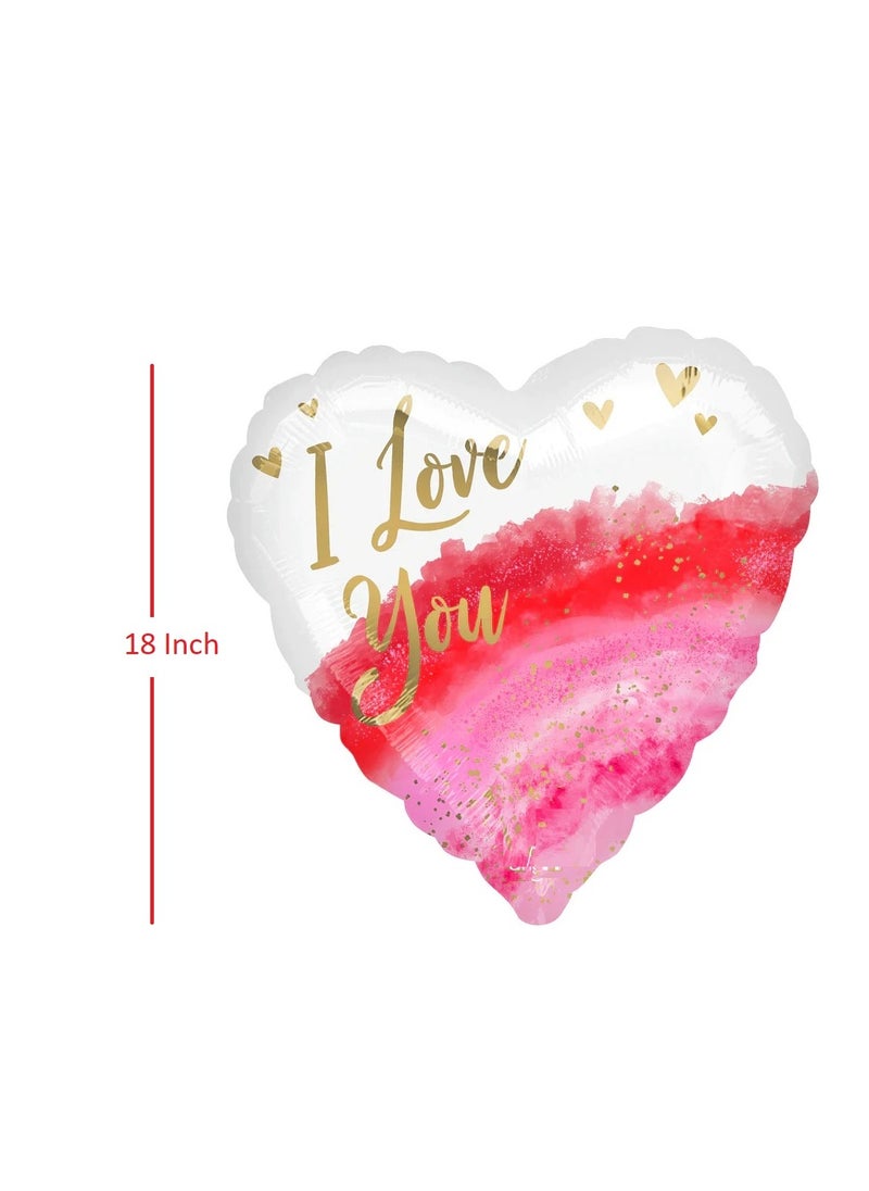 Boxwoods 3-Pieces Of Watercolor I Love You Printed Heart Shape Foil Balloons  - Image 2