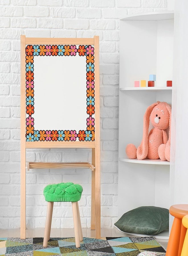 Whaline 32.8Ft Groovy Smile Daisy Flower Bulletin Board Borders Boho Retro Hippie Flower Happy Face Die-Cut Rolled Bulletin Board Trim for Back to School Classroom Office Chalkboard Decor - Image 3