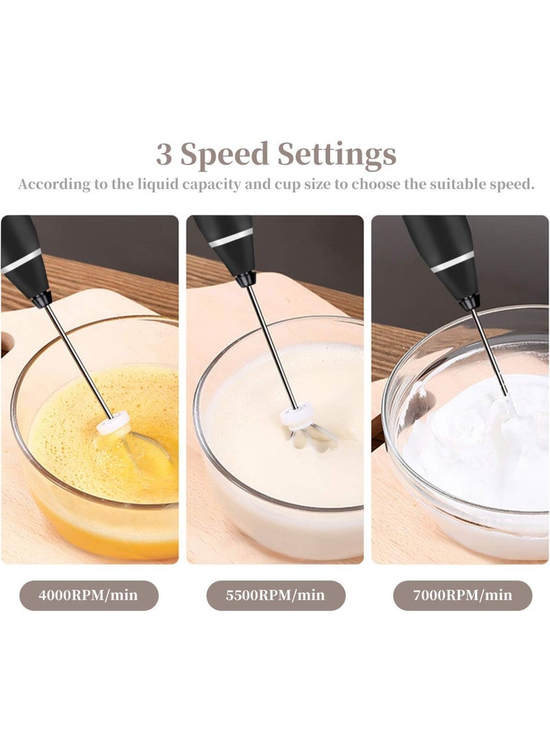 3-Piece Electric Milk Frother And Whisk Set Multicolour - Image 2