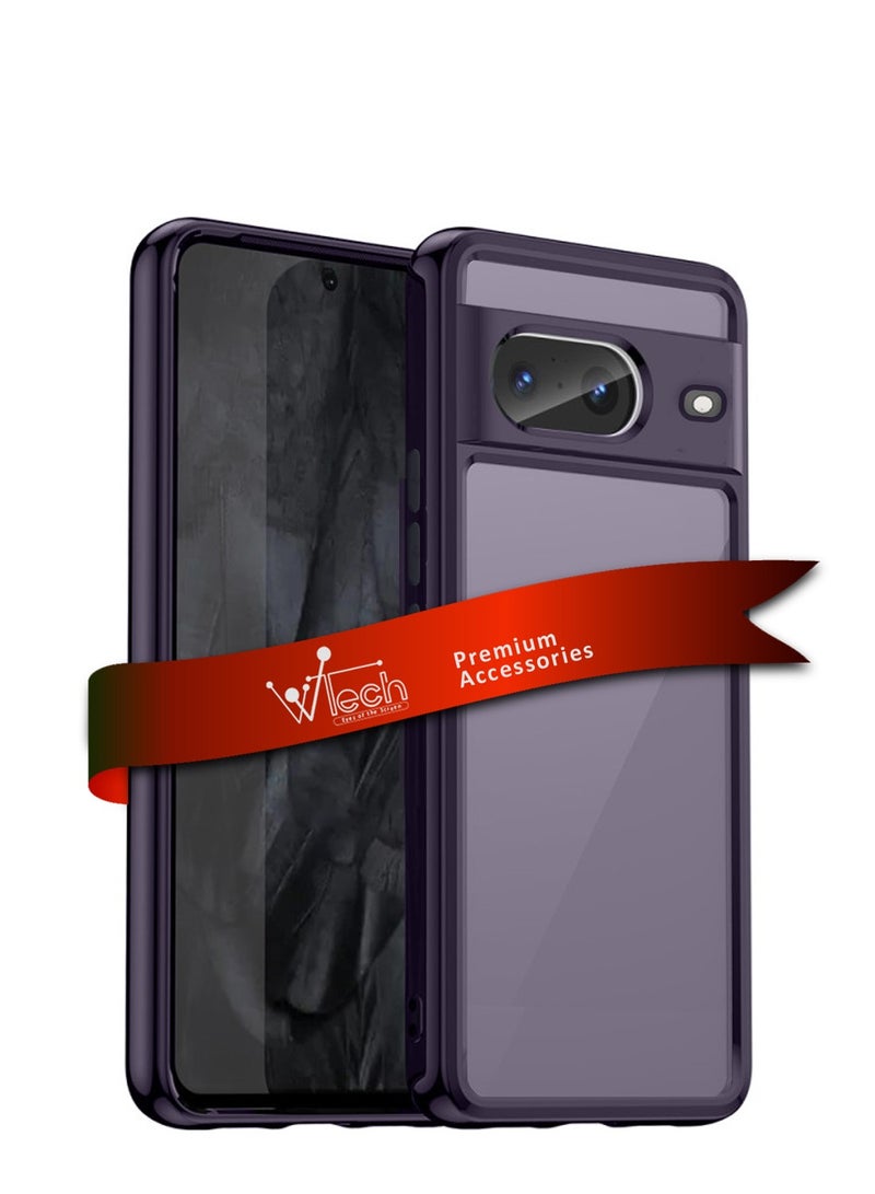 Wtech Hybrid Silicone With Translucent Back Protective Lens Sheild Case Cover For Google Pixel 8 5G 2023 Eggplant Purple - Image 1