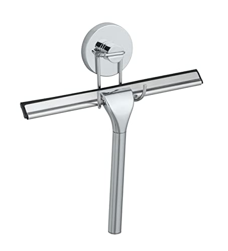 WENKO Squeegee for Shower Glass Door with Holder, Shower Squeegee for Shower Doors, Bathroom Squeegee for Shower, Dimensions 9.8 x 8.5 x 2.4 inch, Chrome - Image 1