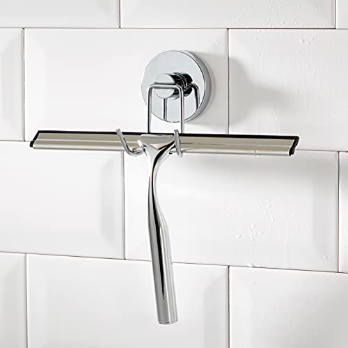 WENKO Squeegee for Shower Glass Door with Holder, Shower Squeegee for Shower Doors, Bathroom Squeegee for Shower, Dimensions 9.8 x 8.5 x 2.4 inch, Chrome - Image 2