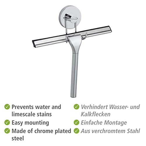WENKO Squeegee for Shower Glass Door with Holder, Shower Squeegee for Shower Doors, Bathroom Squeegee for Shower, Dimensions 9.8 x 8.5 x 2.4 inch, Chrome - Image 5