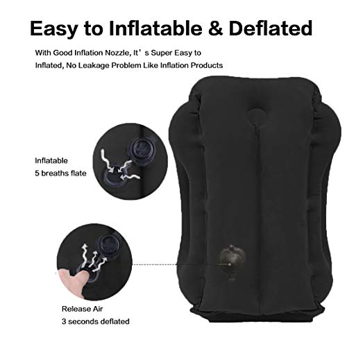 Kimiandy Inflatable Travel Pillow for Airplane, Neck Air Pillow for Sleeping to Avoid Neck and Shoulder Pain, Support Head and Lumbar, Used for Airplane, Car, Bus and Office (Black) - Image 4