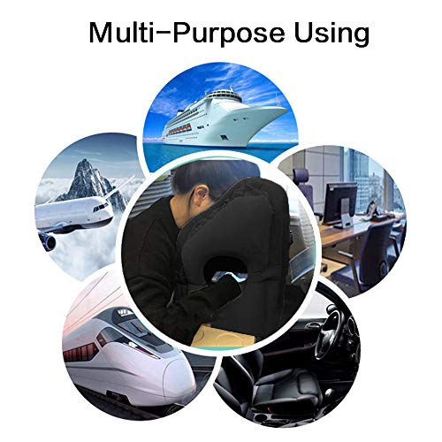 Kimiandy Inflatable Travel Pillow for Airplane, Neck Air Pillow for Sleeping to Avoid Neck and Shoulder Pain, Support Head and Lumbar, Used for Airplane, Car, Bus and Office (Black) - Image 3