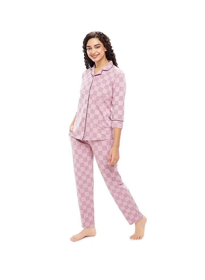 Accessorize Kingdom Women's Cotton Star & Dot Printed Night Suit Set Of Shirt & Pajama Set  - Image 5