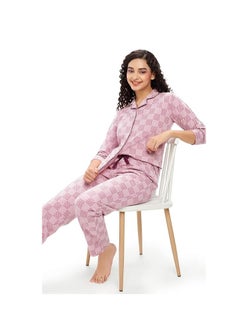 مملكة الإكسسوارات طقم نوم نسائي قطني مطبوع عليه نجوم ونقاط مكون من قميص وبيجامة  - Image 3