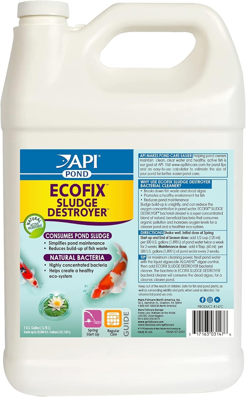 API Pond ECOFIX Sludge Destroyer - Natural Bacteria Pond Cleaner and Sludge Remover, 1-Gallon - Image 1
